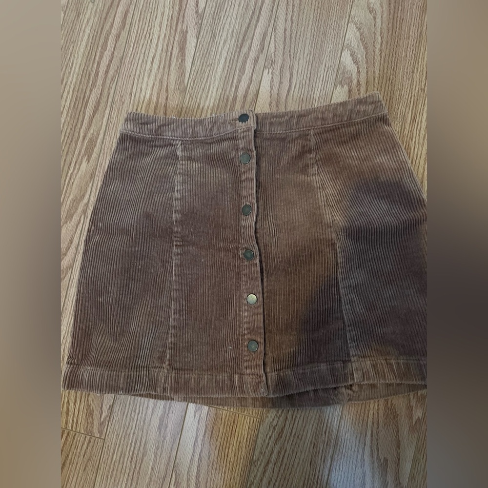 Forever 21 Brown Corduroy Button Front Skirt Size Small